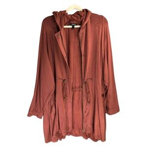 Torrid Hooded Anorak Utility/Parka Style Jacket Rust Brick Red sz 4 Full Zip